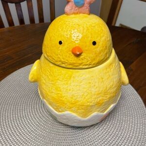 Easter Egg Yellow Chick Cookie Jar